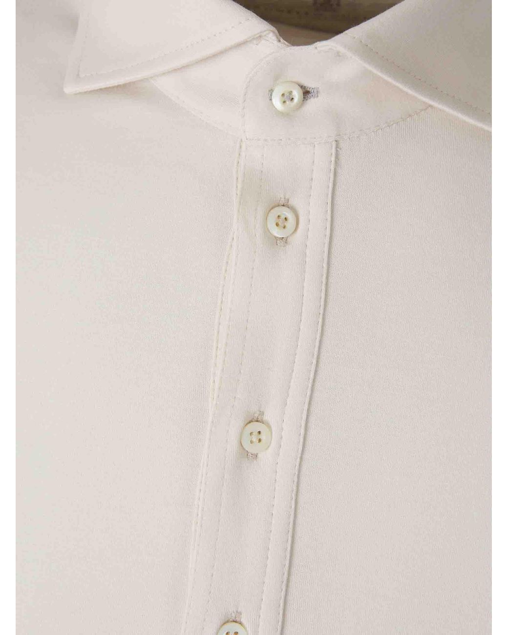 Brunello Cucinelli White Polo Knit Cotton for men