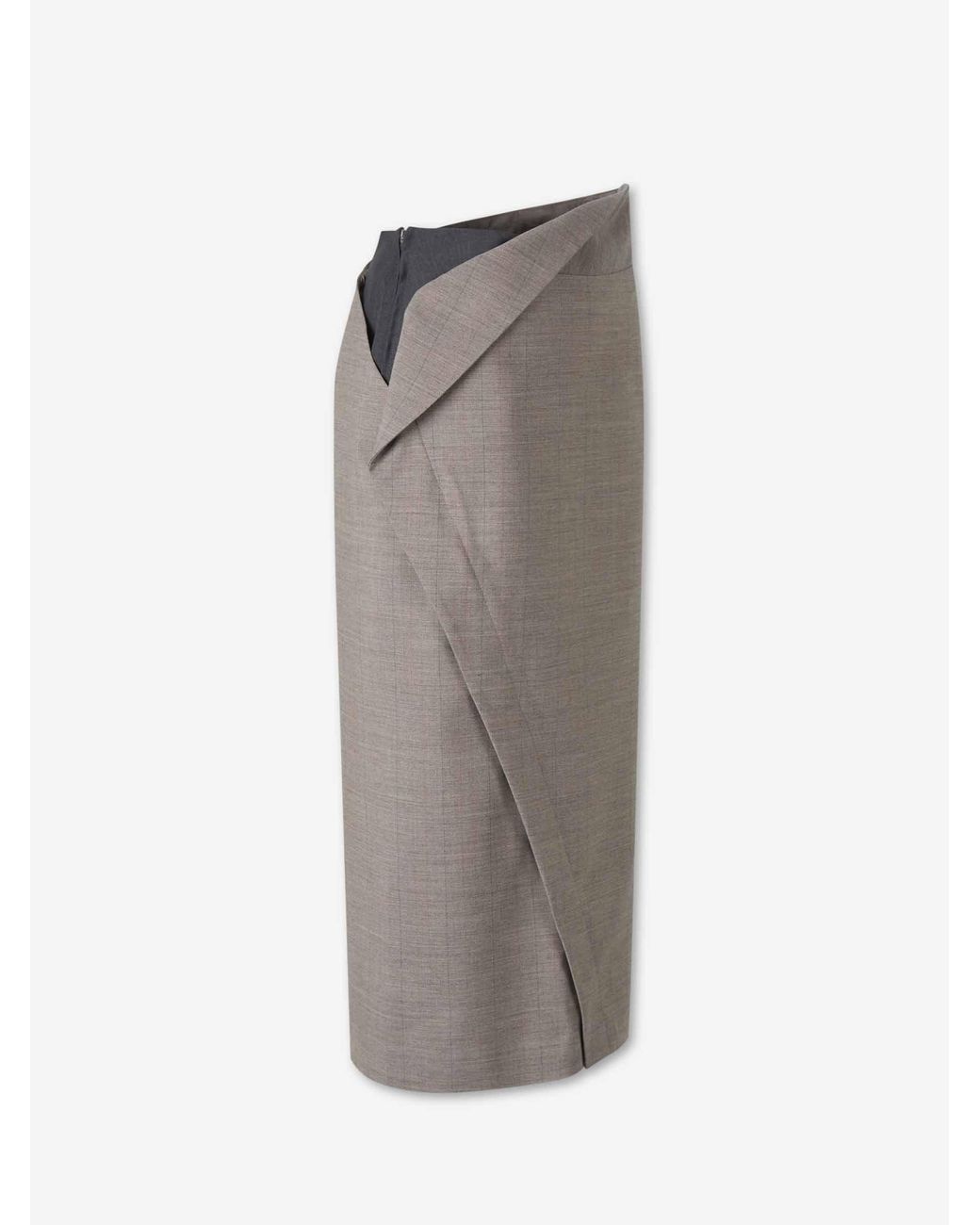 Jil Sander Gray Plaid Wrap Skirt
