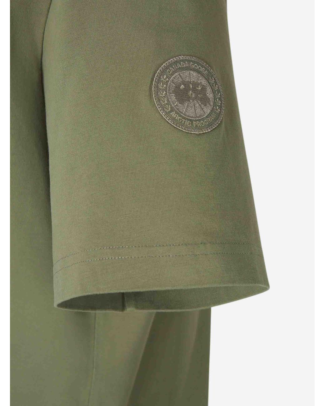 Canada Goose Green Plain Cotton T-Shirt for men