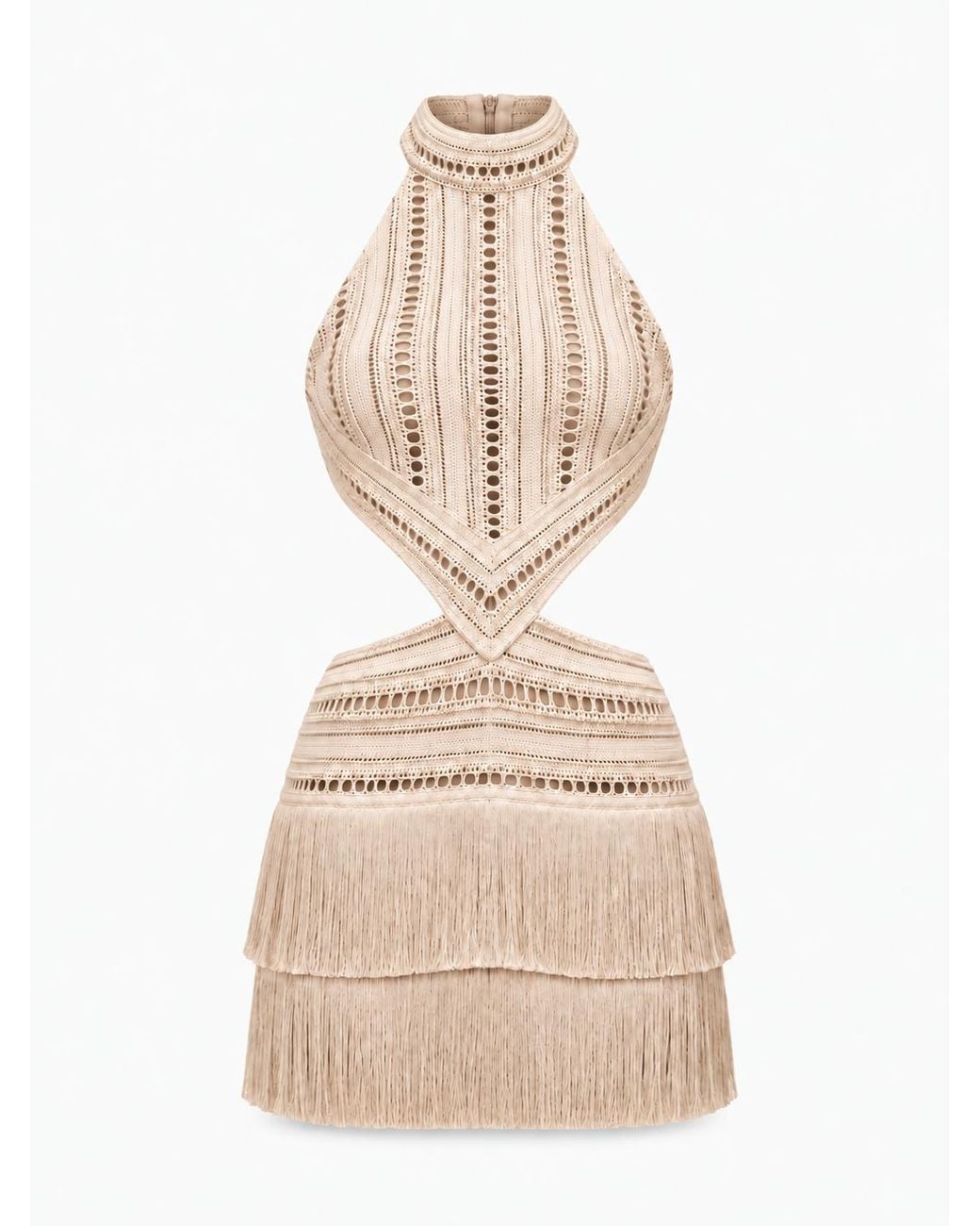 PATBO Natural Fringe Knit Dress