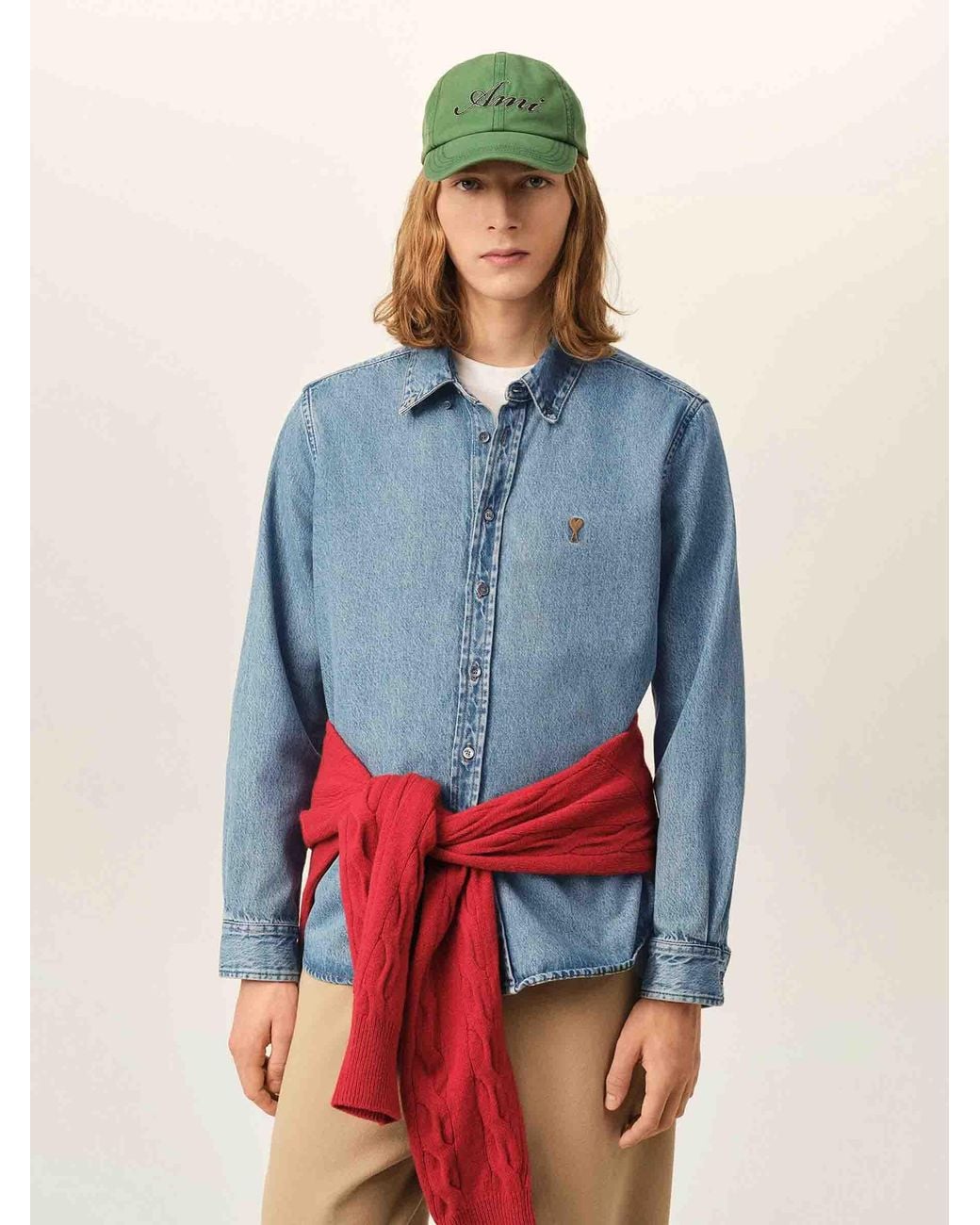 AMI Blue Denim Shirt Logo