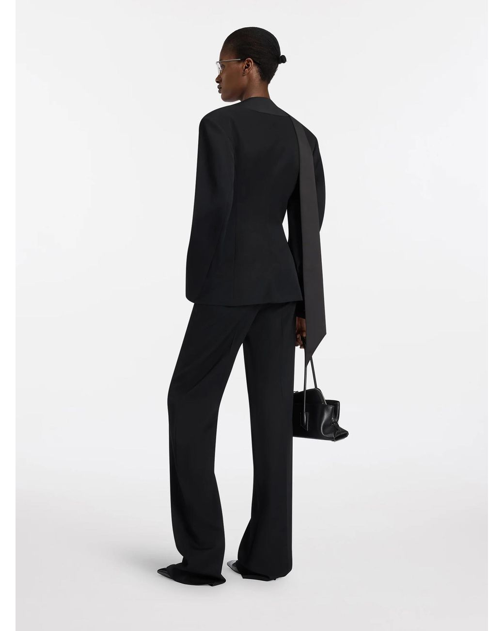 The Attico Black Wool Tuxedo Blazer