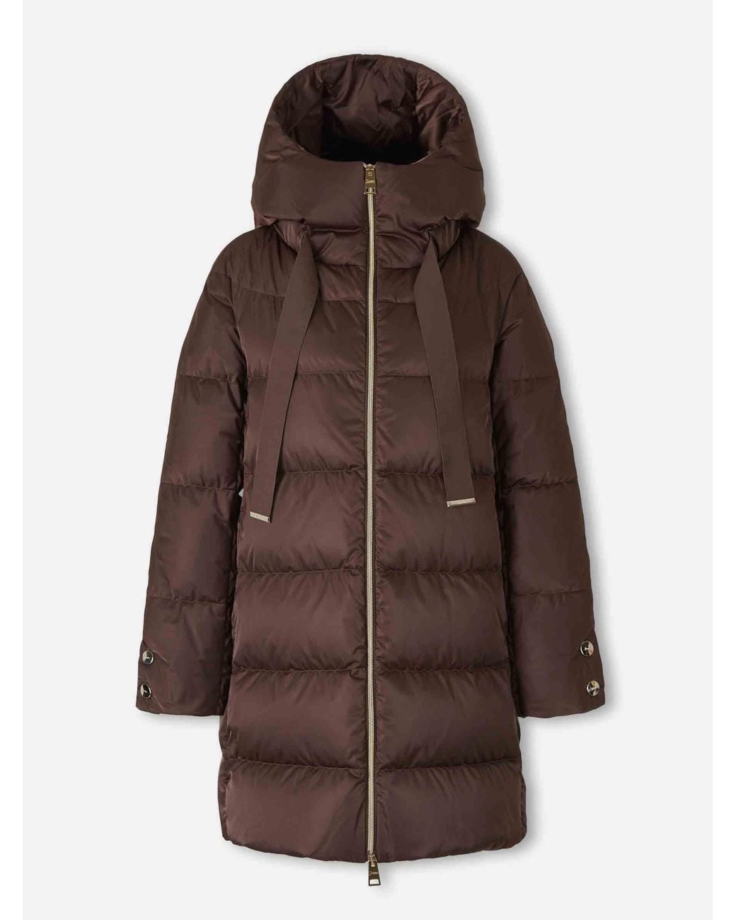 Herno Brown Long Polyester Down Jacket