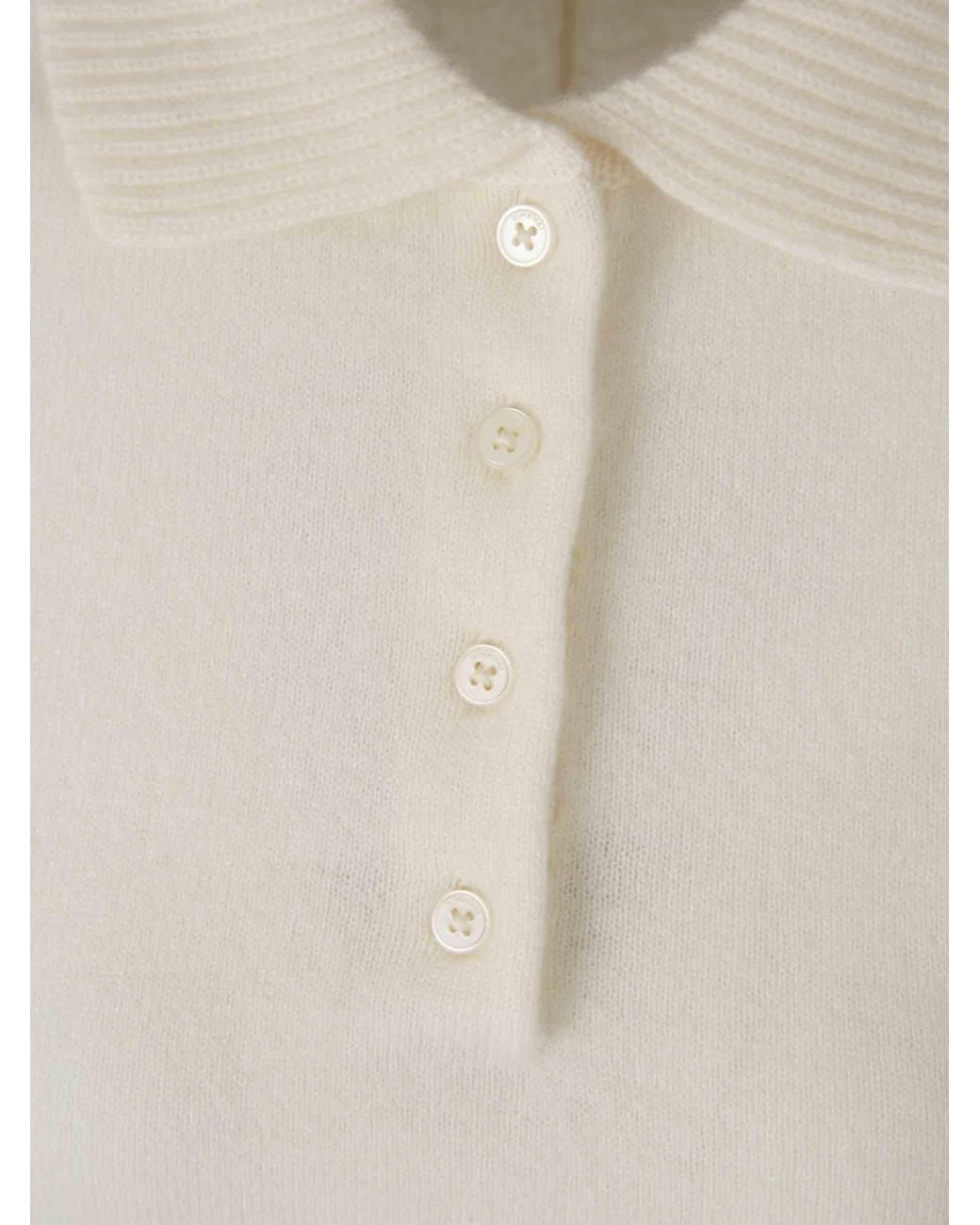 Jonathan Simkhai White Cashmere Knit Polo Shirt