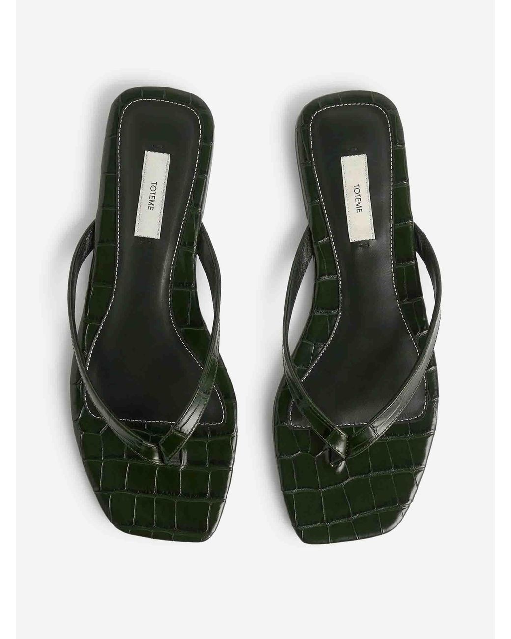 Totême White Crocodile Effect Sandals