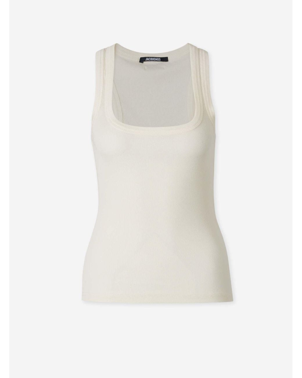 Jacquemus White Ribbed Tank Top