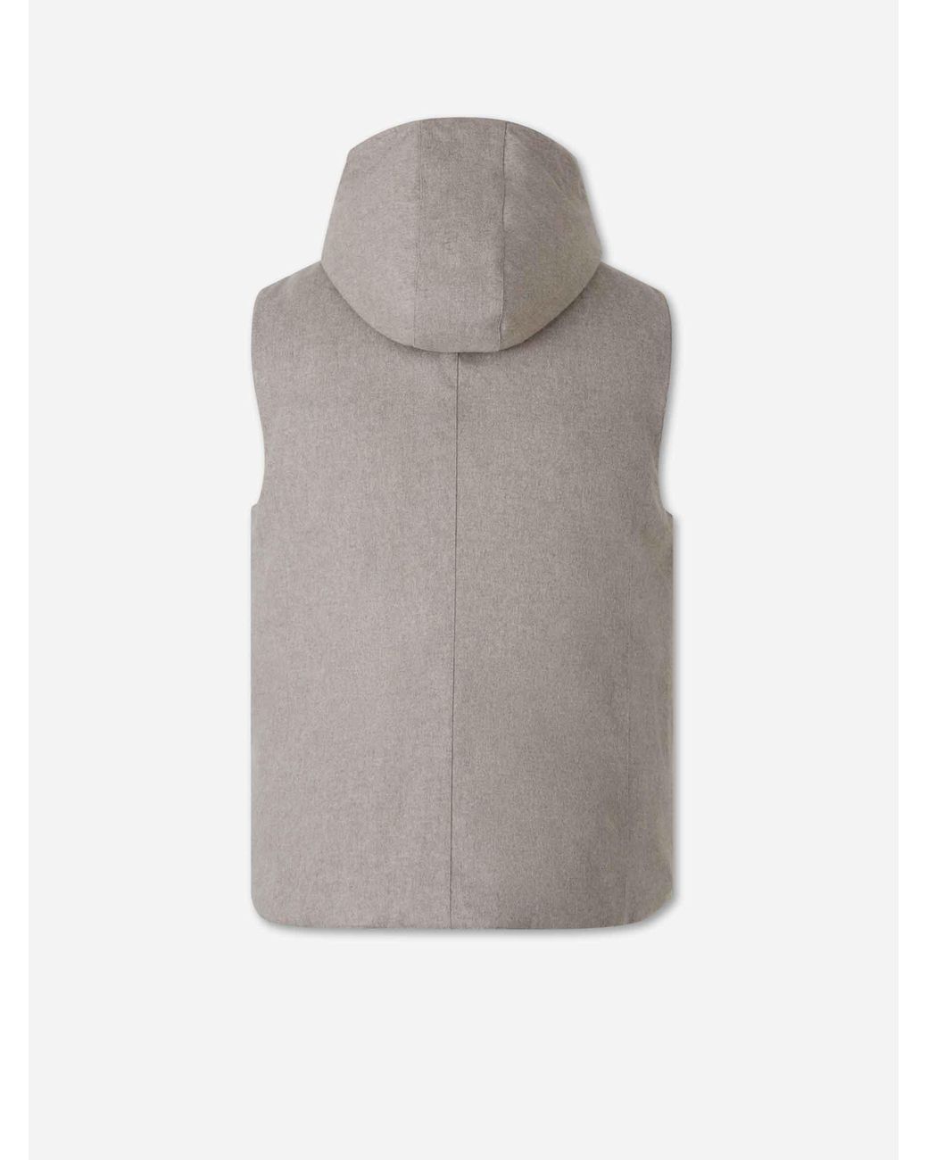 Brunello Cucinelli Gray Flannel Down Vest for men