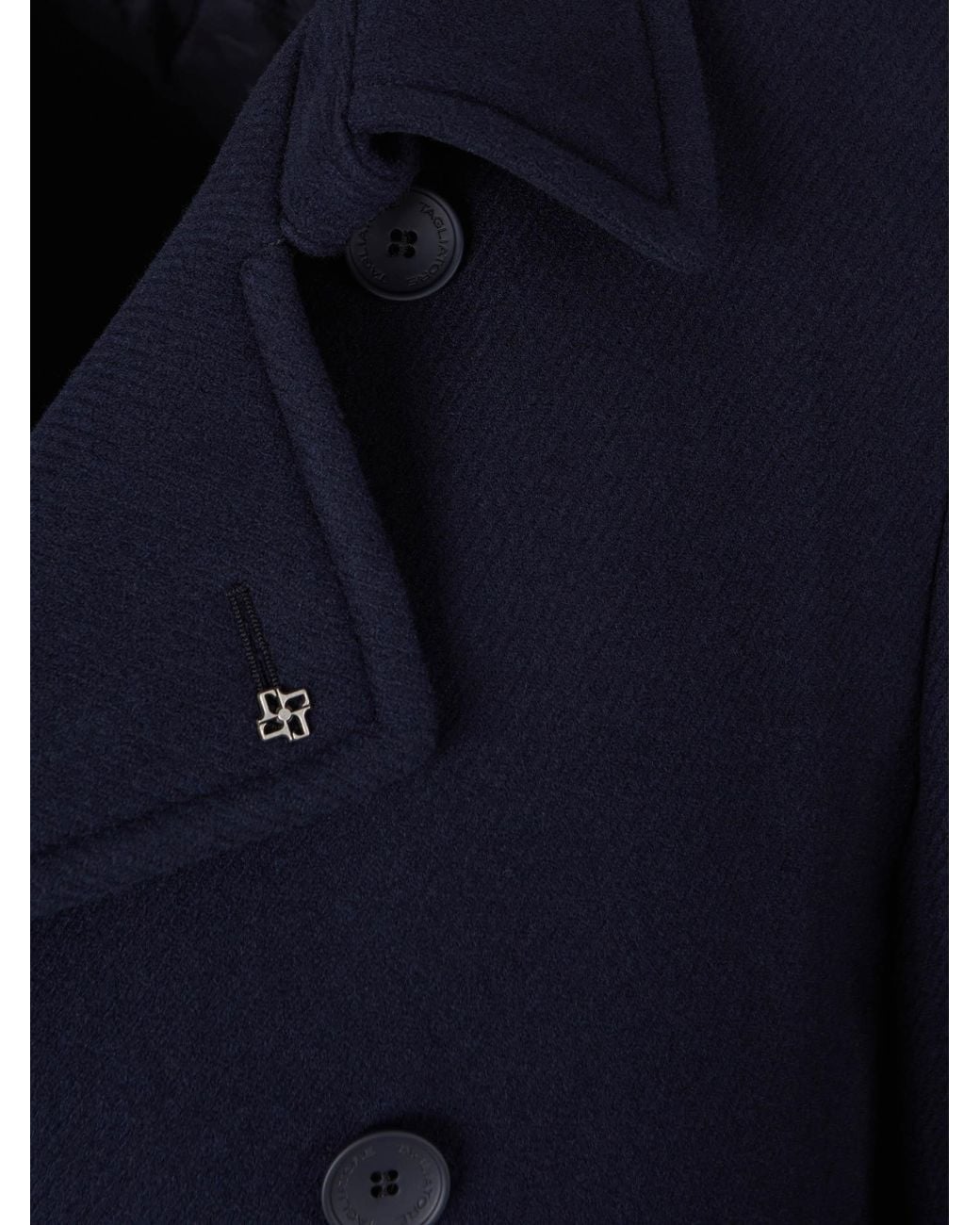 Tagliatore Blue Long Cashmere Wool Coat for men
