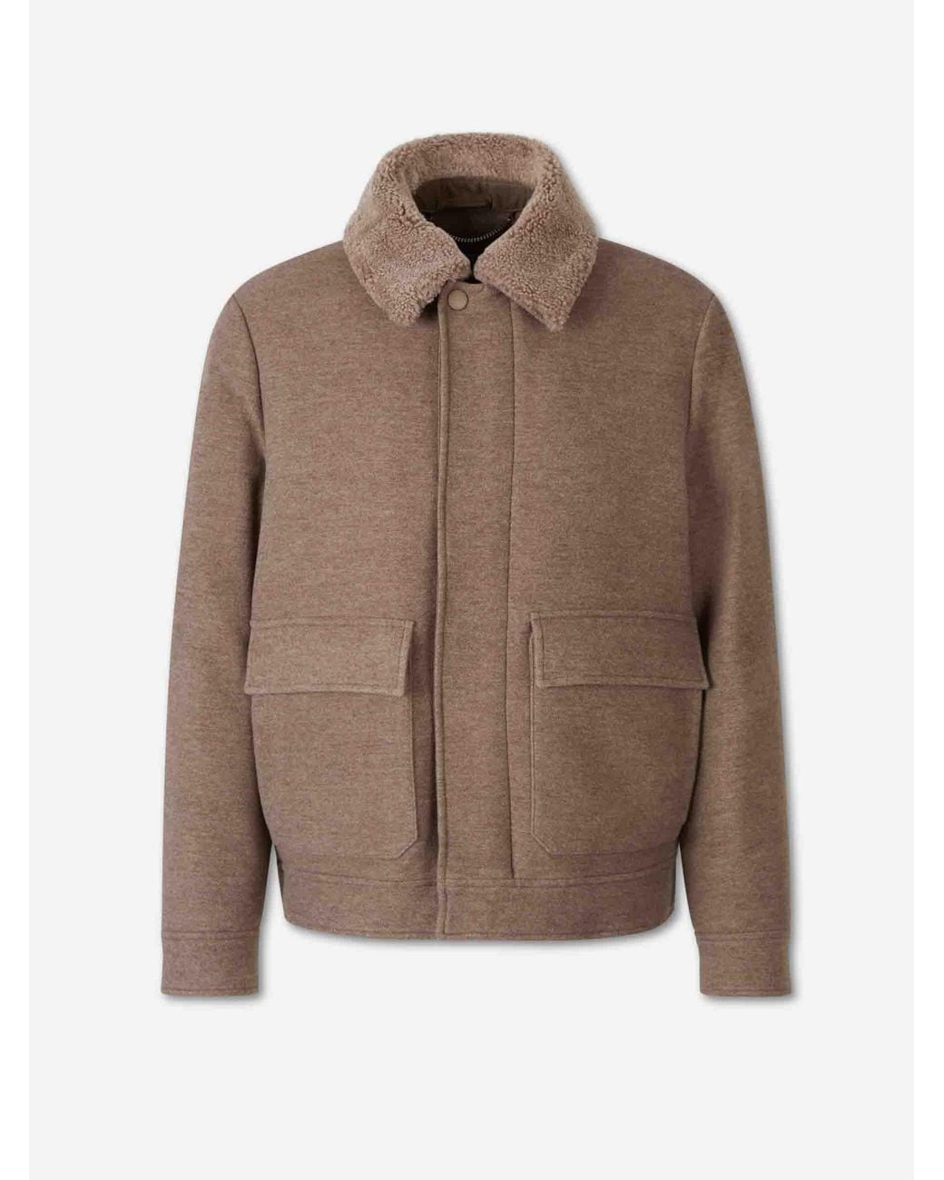Canali Brown Short Cashmere Wool Coat for men