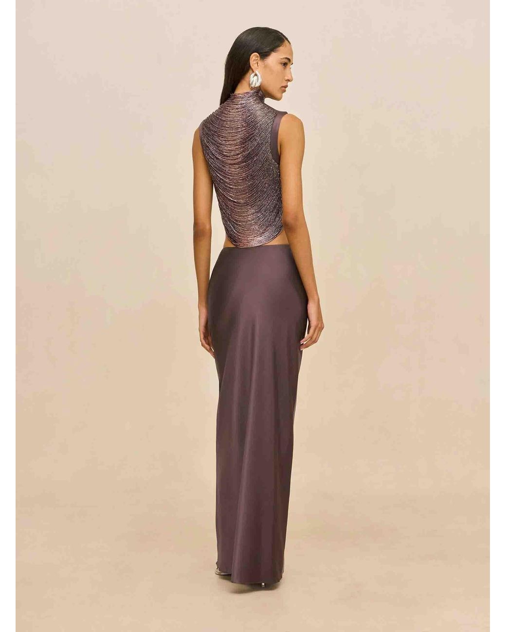 Cult Gaia Purple Chantel Satin Skirt