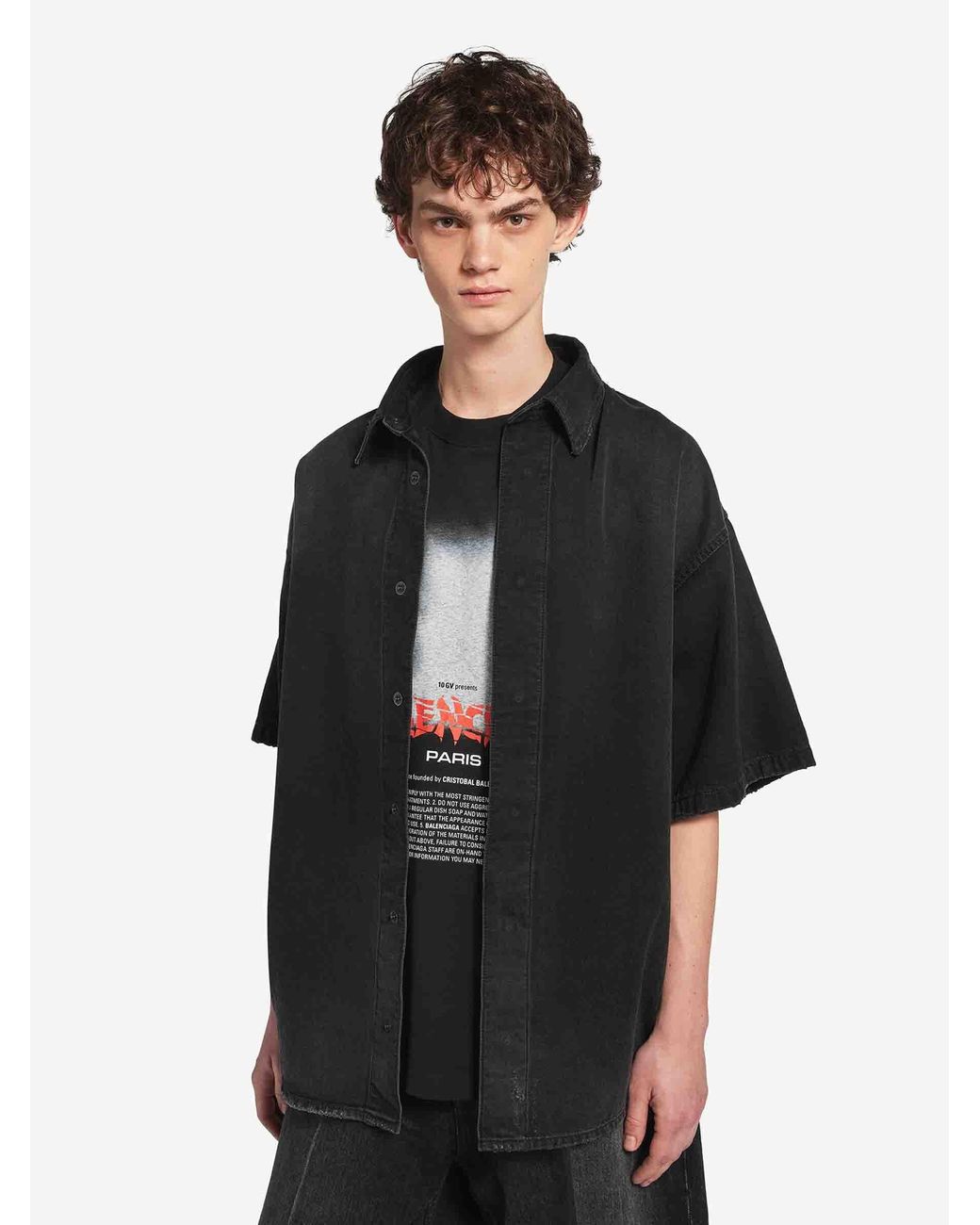 Balenciaga Black Layered Denim Shirt for men