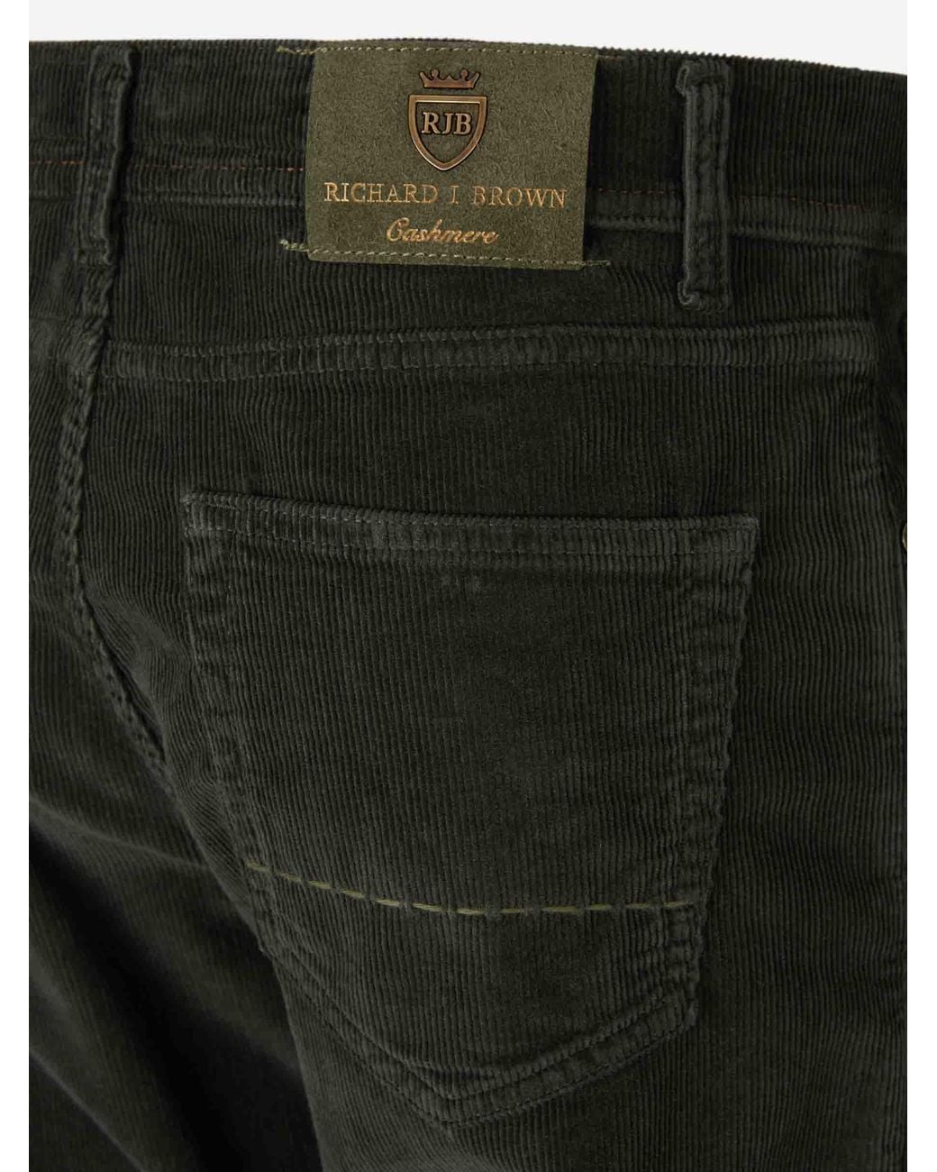 richard j. brown Black Cotton Corduroy Trousers for men