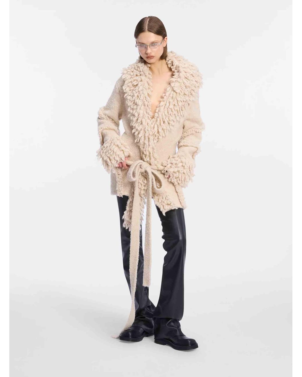 The Attico White Wool Cross Cardigan