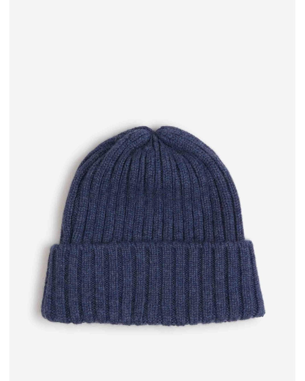 Fedeli Blue Ribbed Cashmere Hat for men