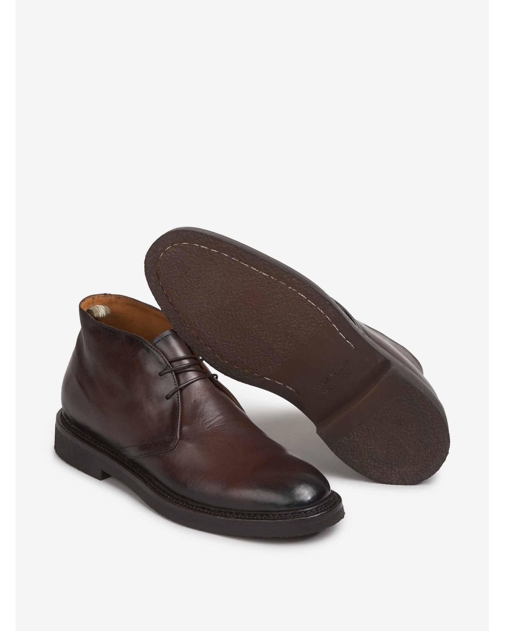 Officine Creative Brown Lace-Up Leather Boots for men