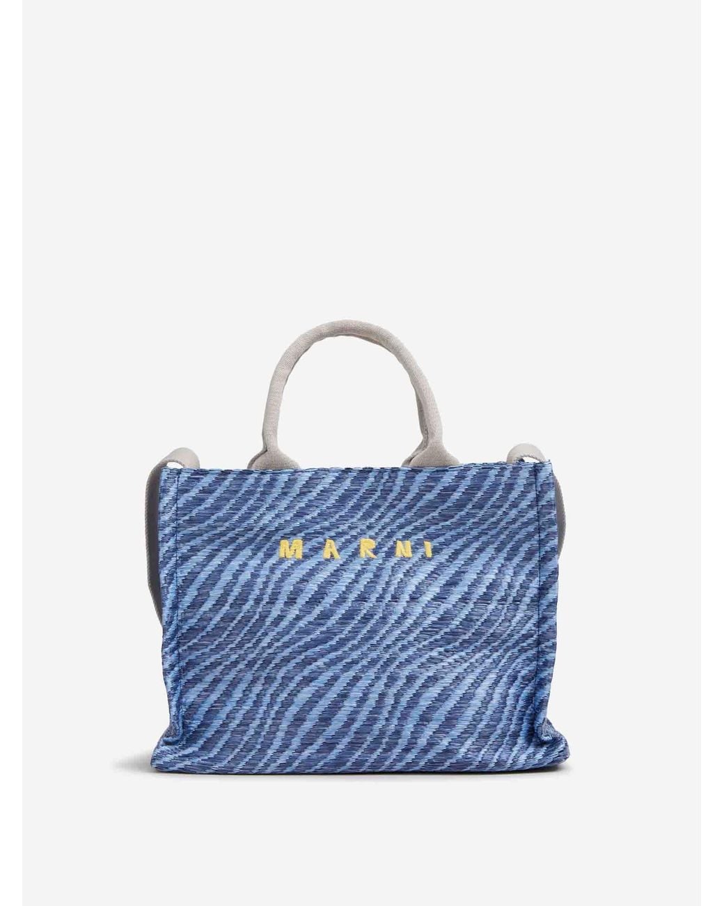 Marni Blue Raffia Tote Bag