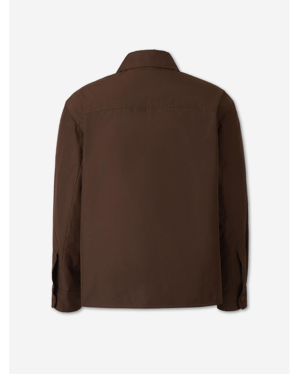 AMI Brown Plain Polyester Cotton Overshirt for men
