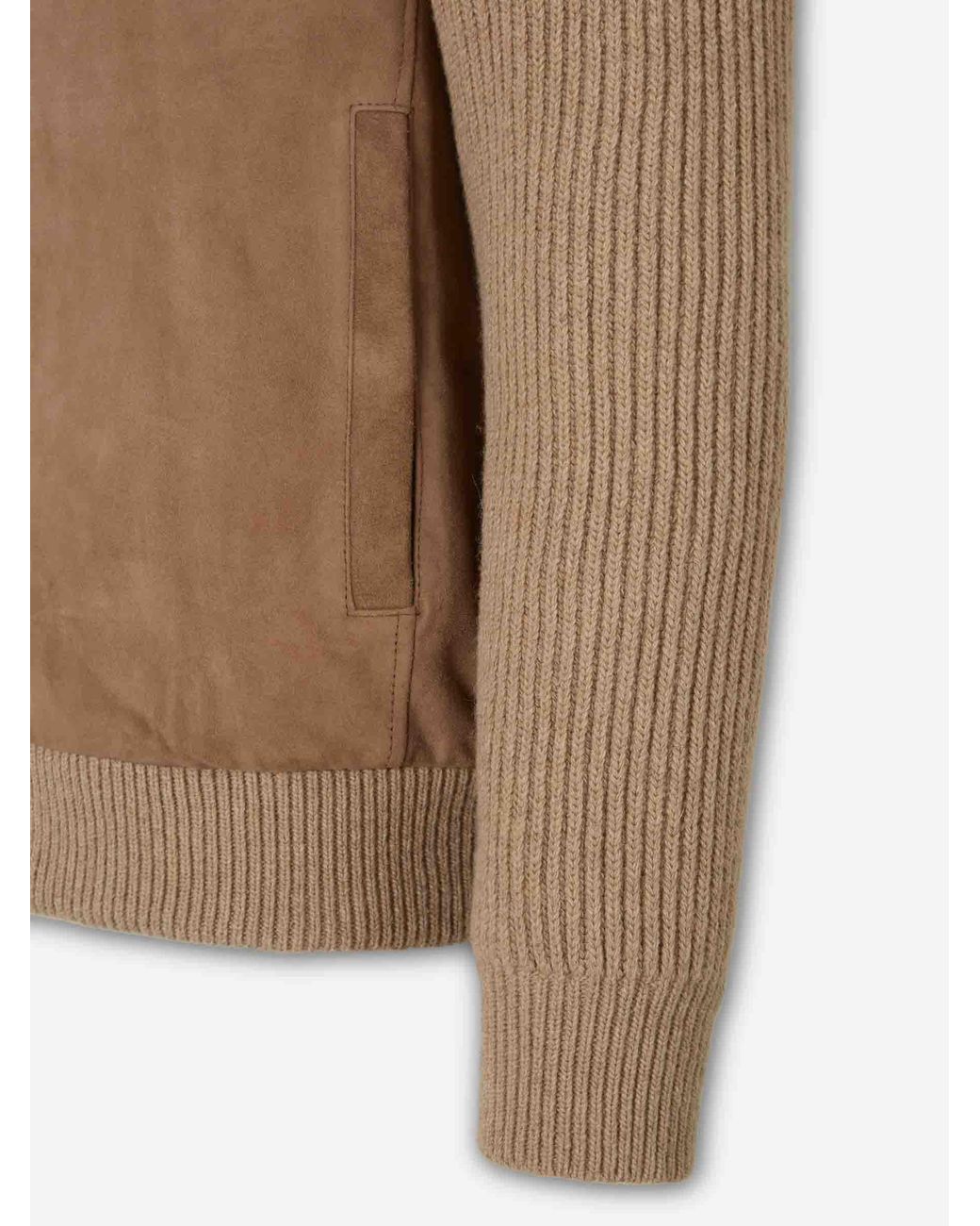 Santa Eulalia Brown Casual Suede Knit Jacket for men