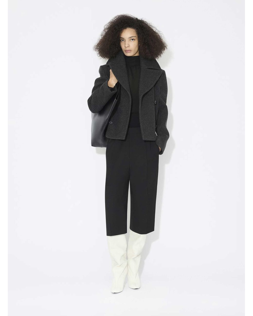 Alaïa Black Short Merino Wool Coat