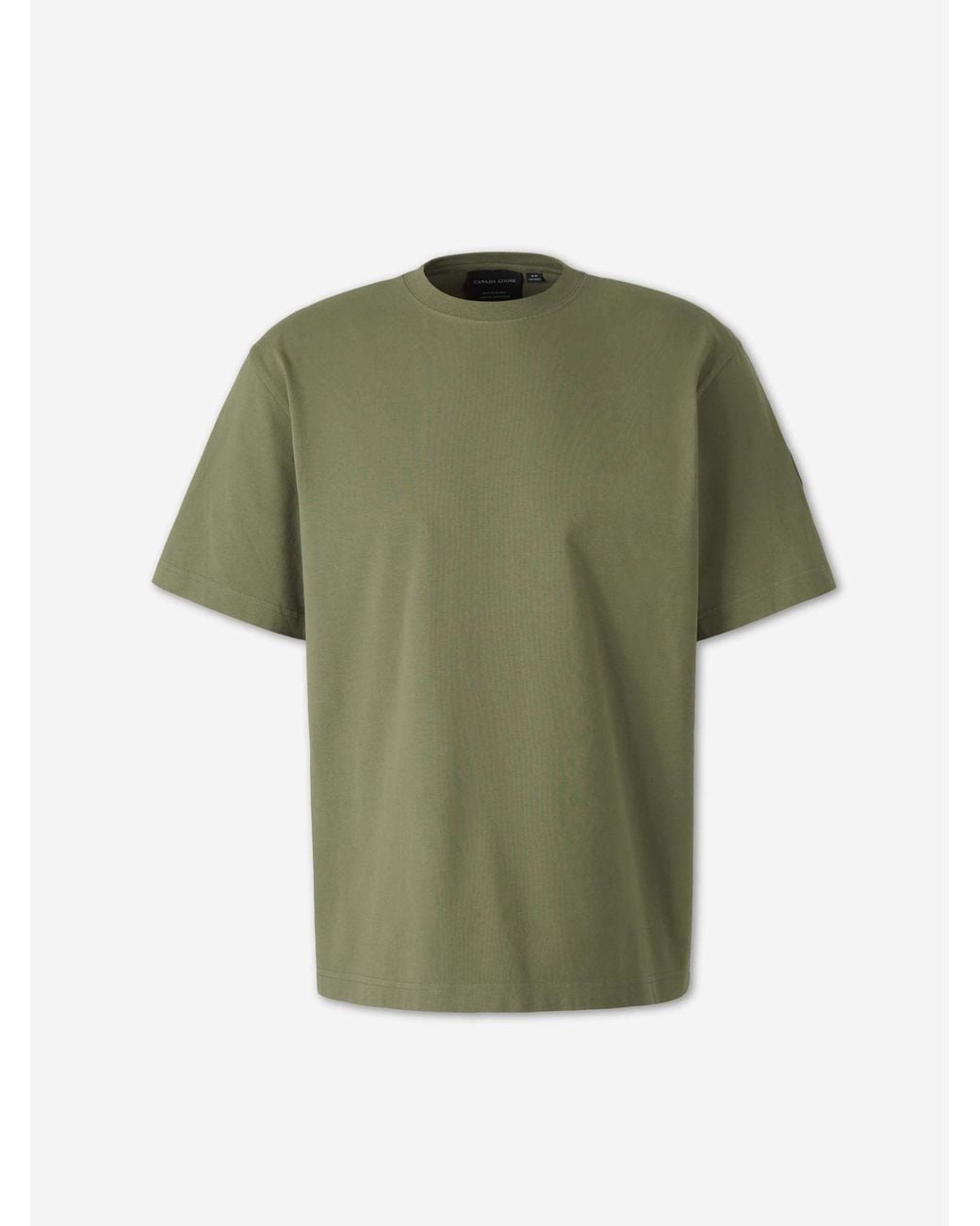 Canada Goose Green Plain Cotton T-Shirt for men