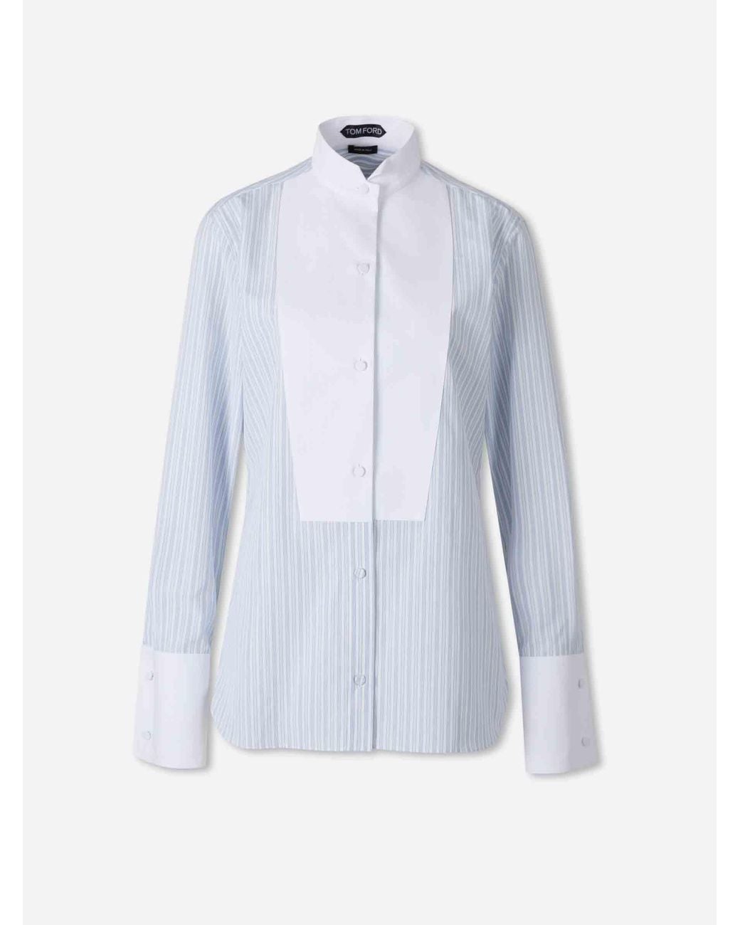 Tom Ford Blue Contrasting Tuxedo Shirt