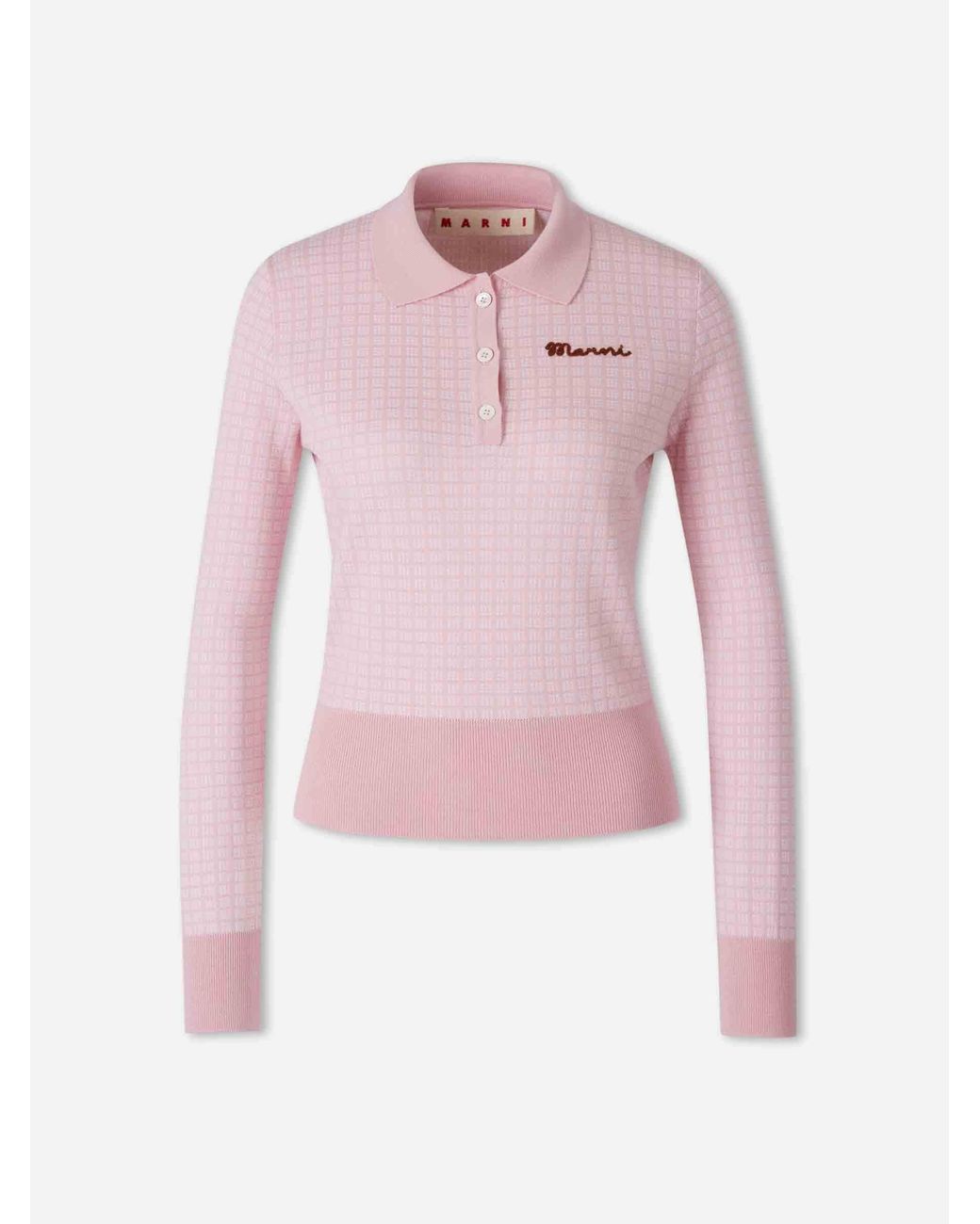 Marni Pink Long Sleeve Polo Shirt
