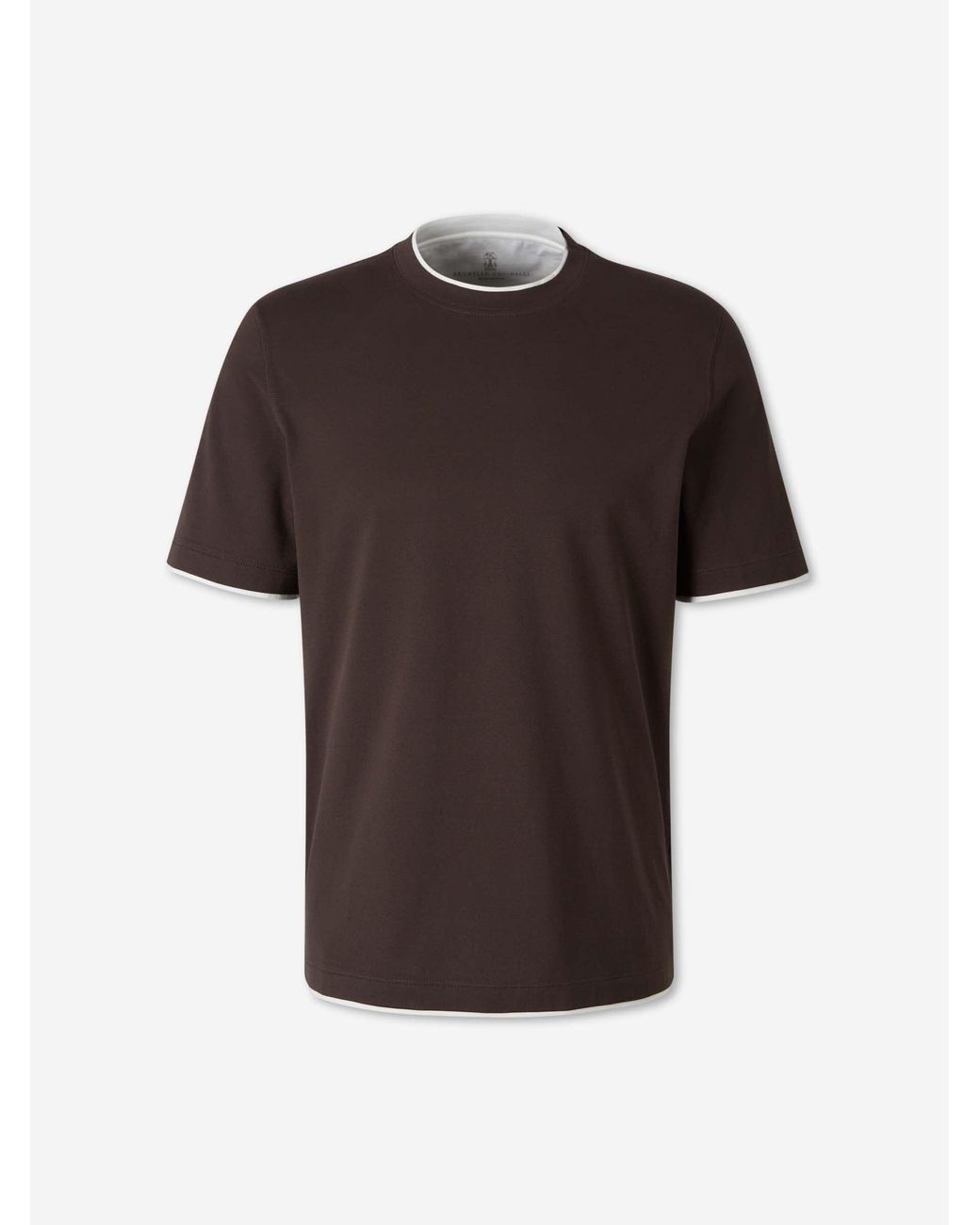 Brunello Cucinelli Brown Layered Short Sleeve T-Shirt for men