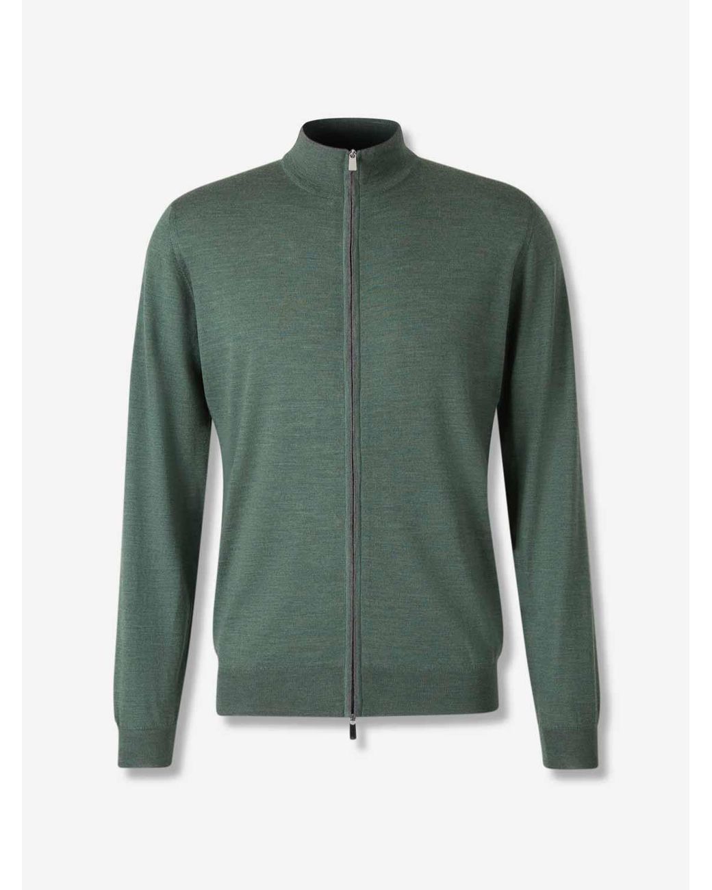 Santa Eulalia Green Wool Cardigan Zipper for men
