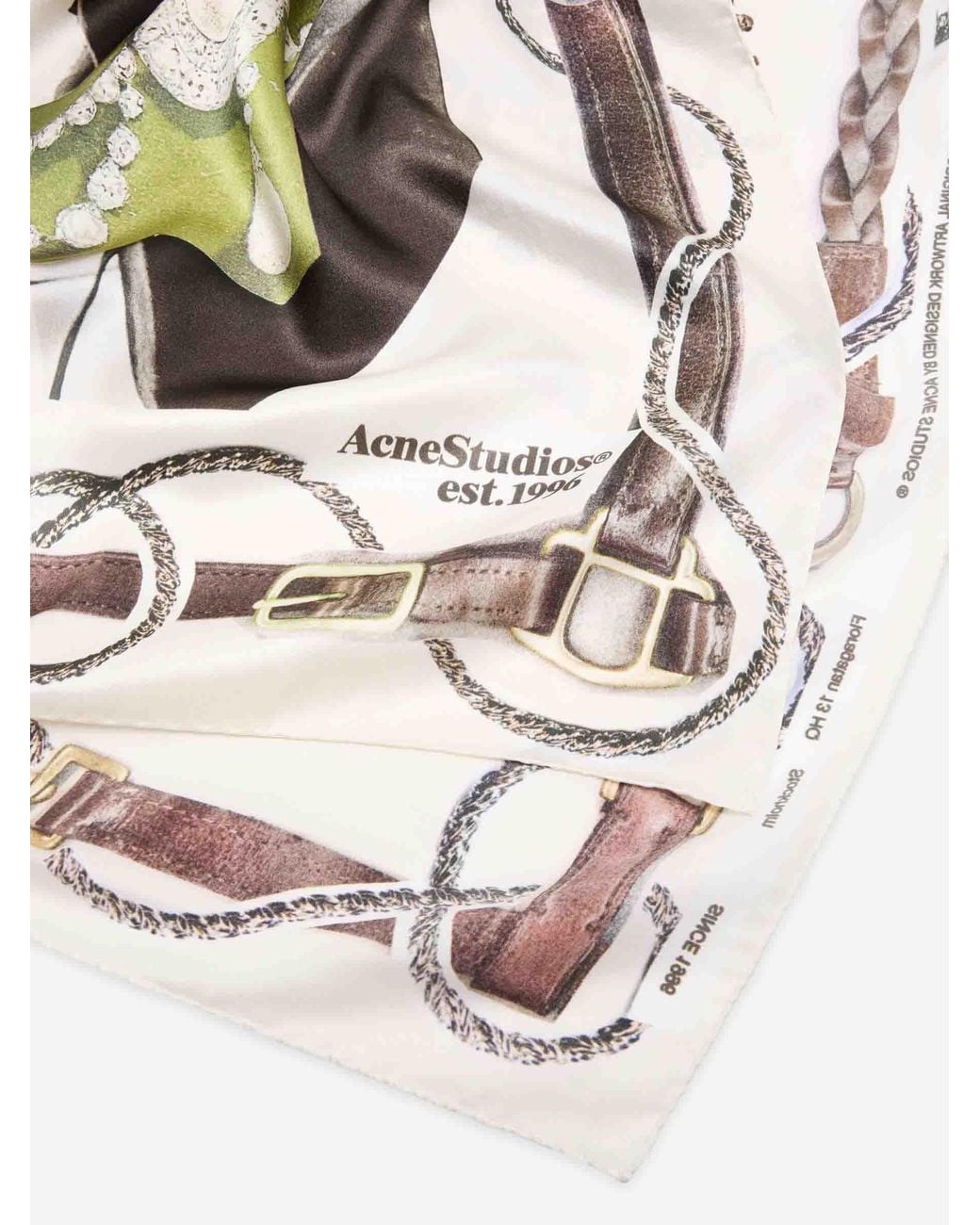 Sciarpa Di Seta Con Cavallo di Acne in White