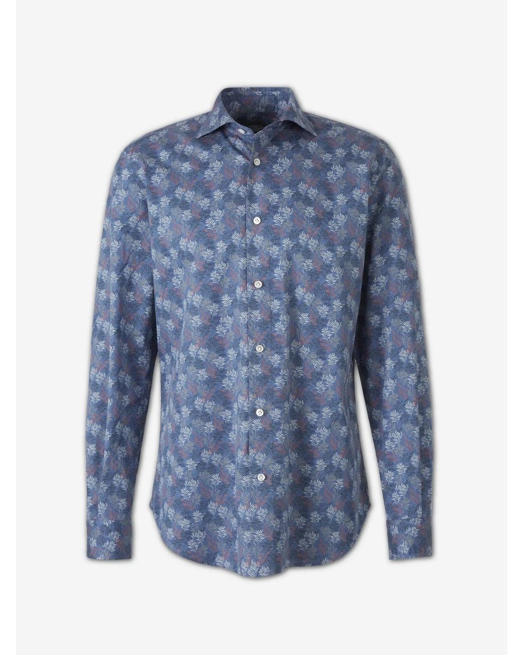 Vincenzo Di Ruggiero Blue Printed Cotton Shirt for men