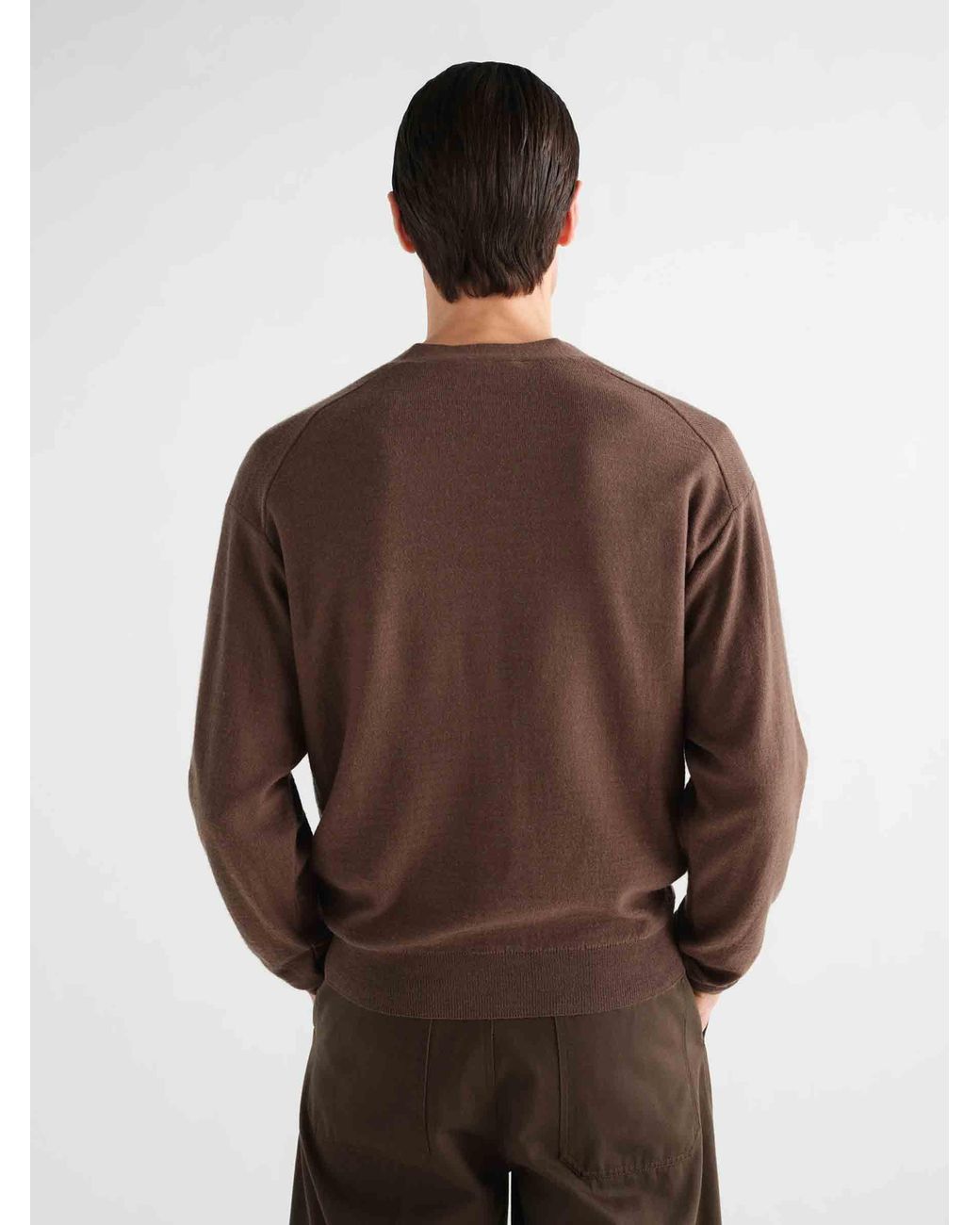 Lemaire Brown Multi-Position Twisted Cardigan