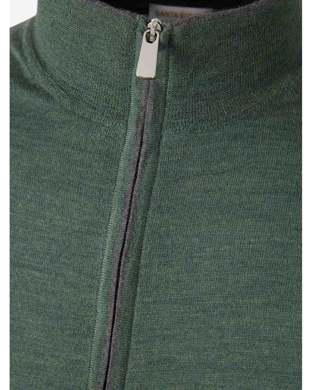 Santa Eulalia Green Wool Cardigan Zipper for men