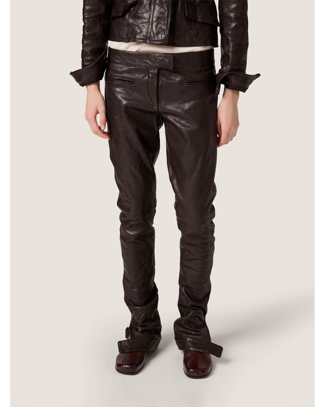 Miu Miu Black Slim Fit Leather Pants