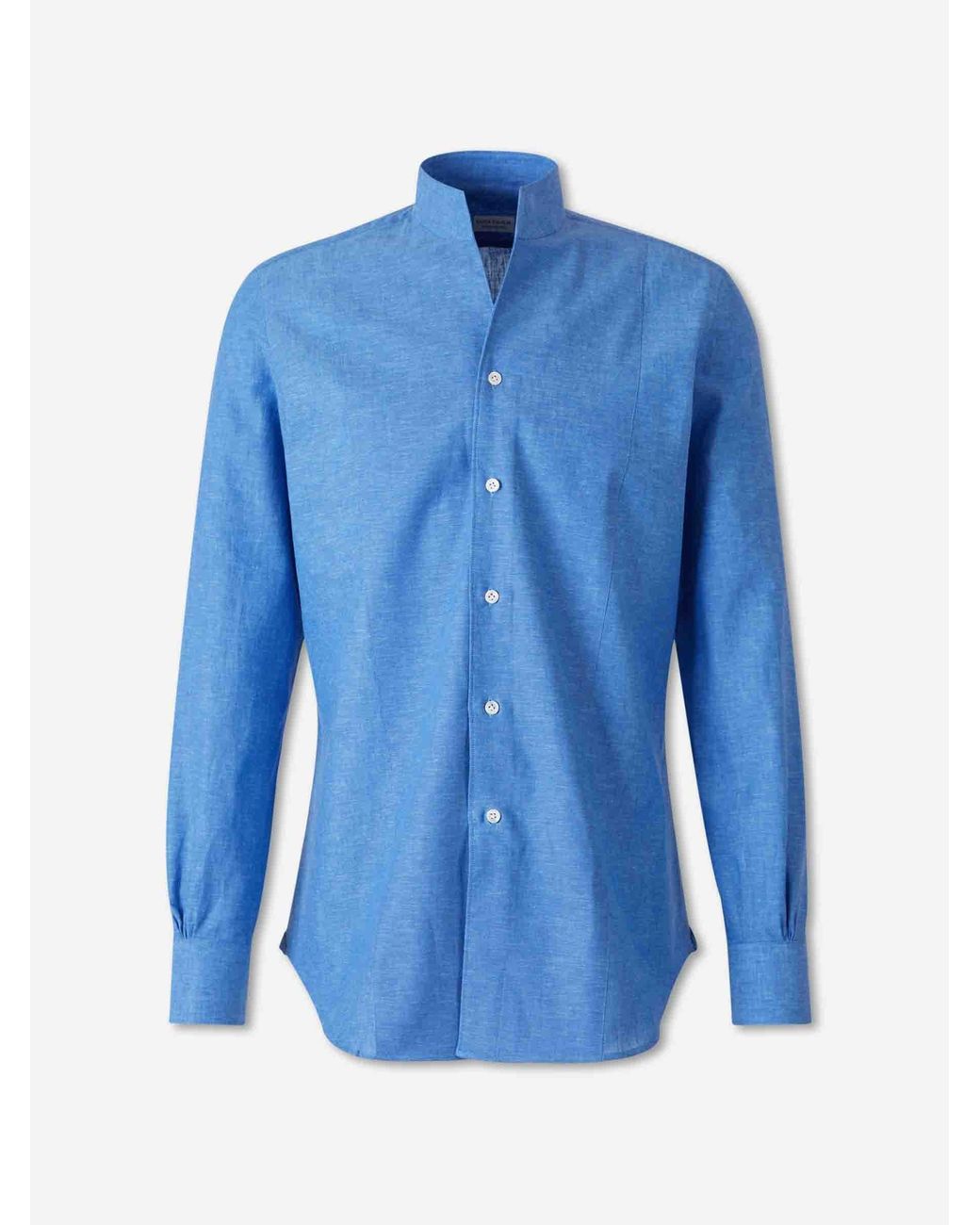 Santa Eulalia Blue Mandarin Collar Shirt for men