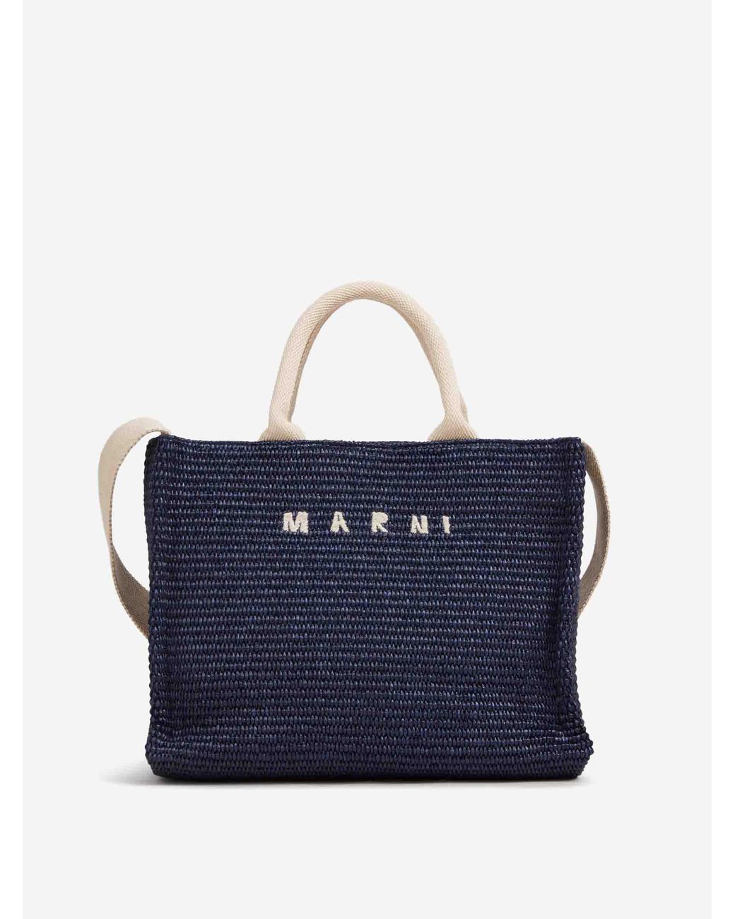 Marni Blue Raffia Tote Bag