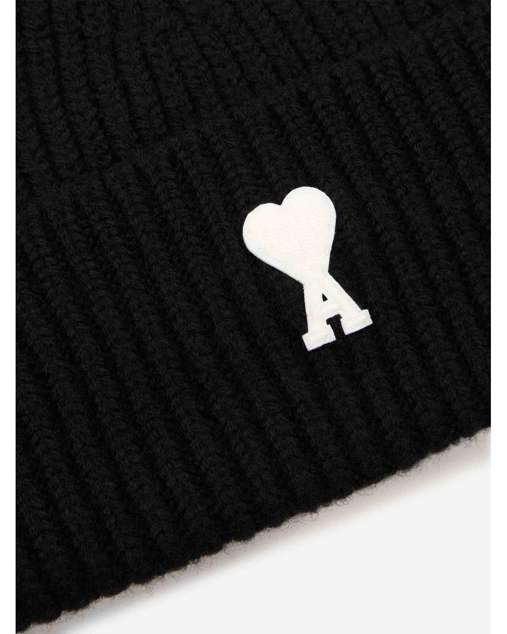 Cappello Di Lana Con Logo di AMI in Black da Uomo