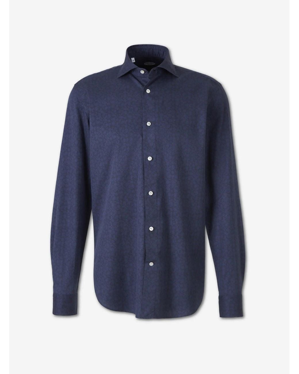 Vincenzo Di Ruggiero Blue Printed Cotton Shirt for men