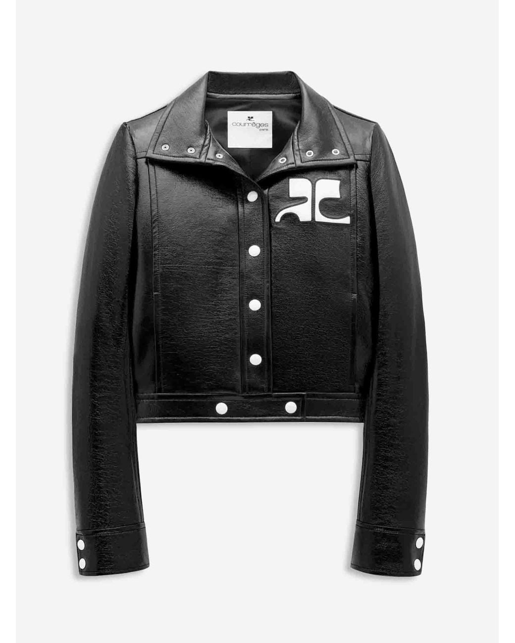 Courreges Black Vinyl Biker Jacket