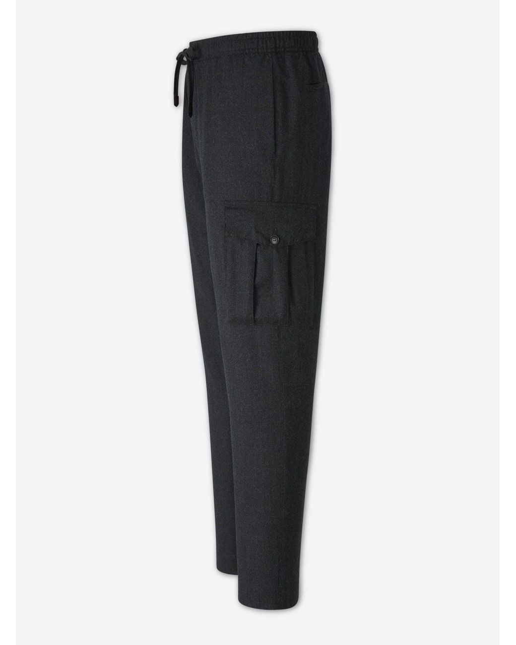 Canali Black Straight Wool Trousers for men