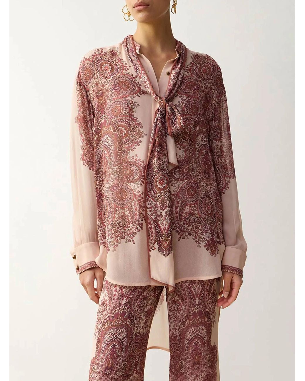 Zimmermann Pink Printed Shirt With Bow