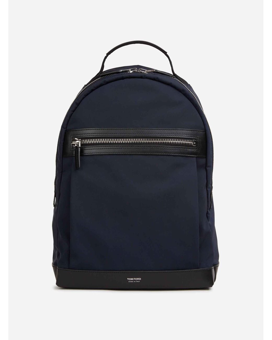 Tom Ford Blue Nylon Leather Backpack for men