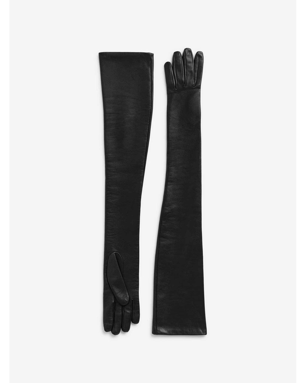 Totême Black Extra-Long Leather Gloves