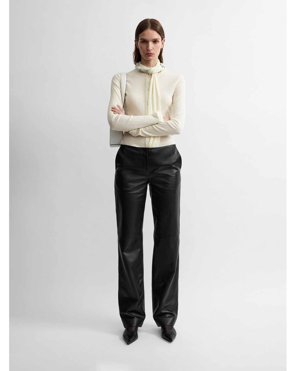 Totême White Knit Blouse With Bow