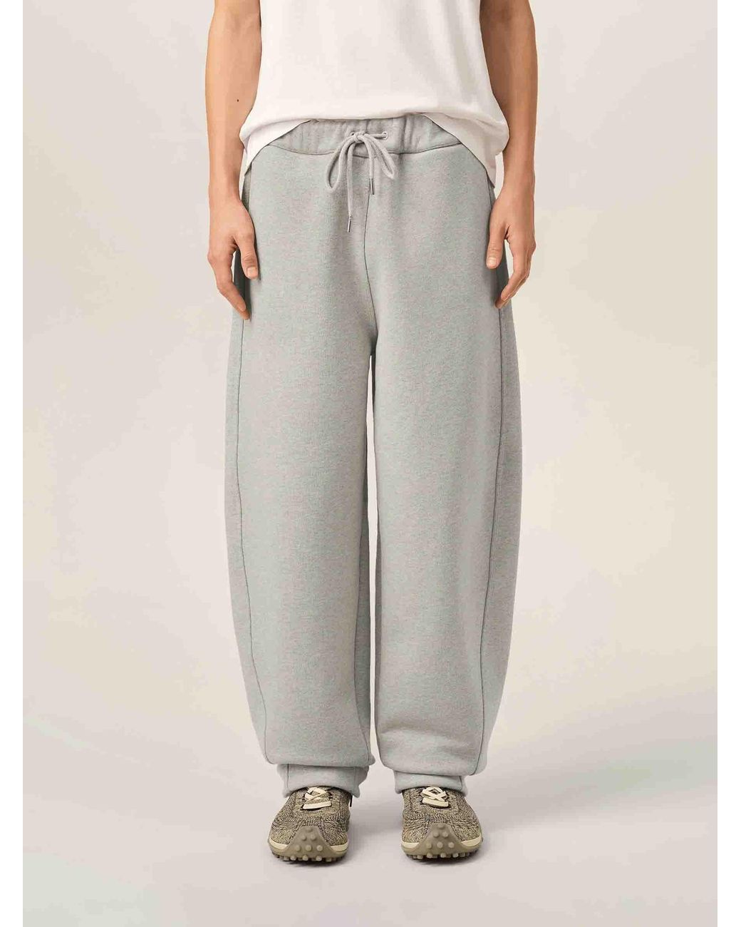 AMI White Cotton Barrel Joggers for men