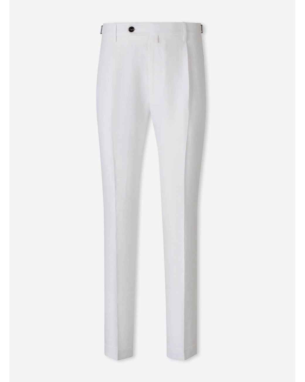 Berwich White Linen Chino Trousers for men