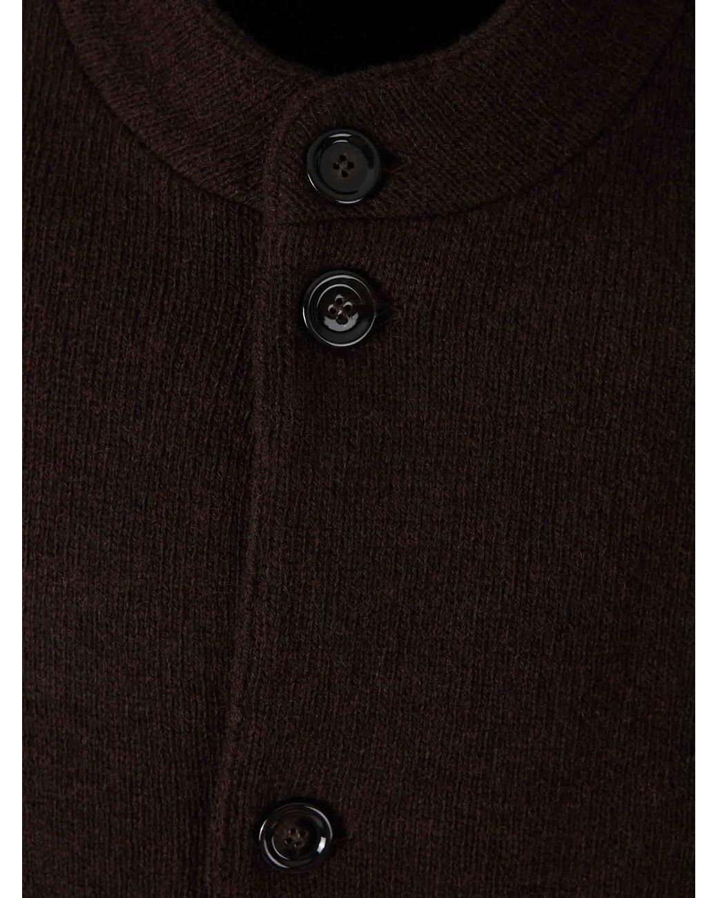 Lardini Black Mandarin Collar Cardigan for men