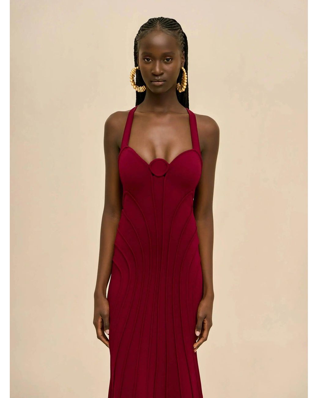 Cult Gaia Red Batiste Knit Dress