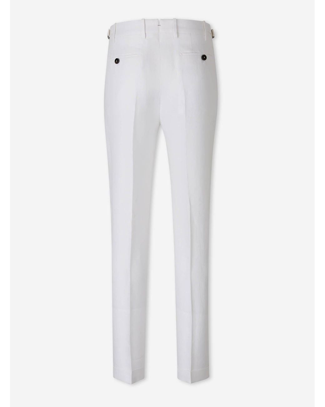 Berwich White Linen Chino Trousers for men