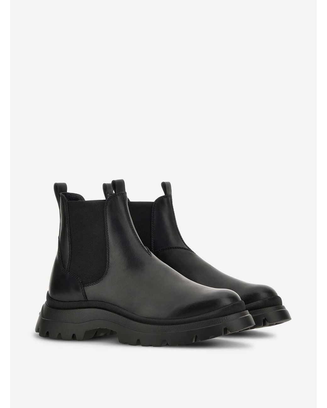 Hogan Black Chelsea Elastic Panel Chunky Lug Sole Boots for men