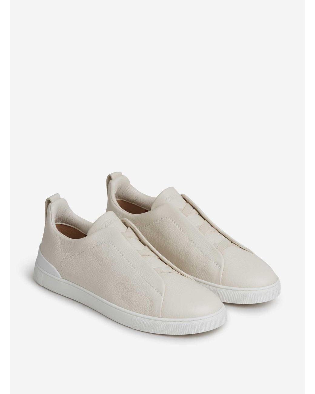 Zegna White Triple Stitch Sneakers for men